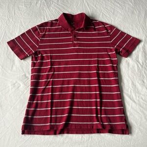 Burgundy Polo Tee with Grey Stripes